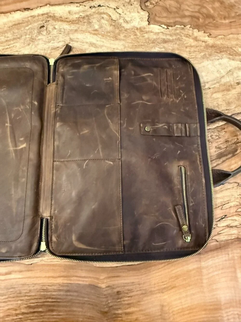 Genuine Leather Laptop Briefcase | Dark Brown | Vintage Distressed Leather
